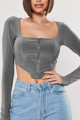 VERA GRAY CROP TOP